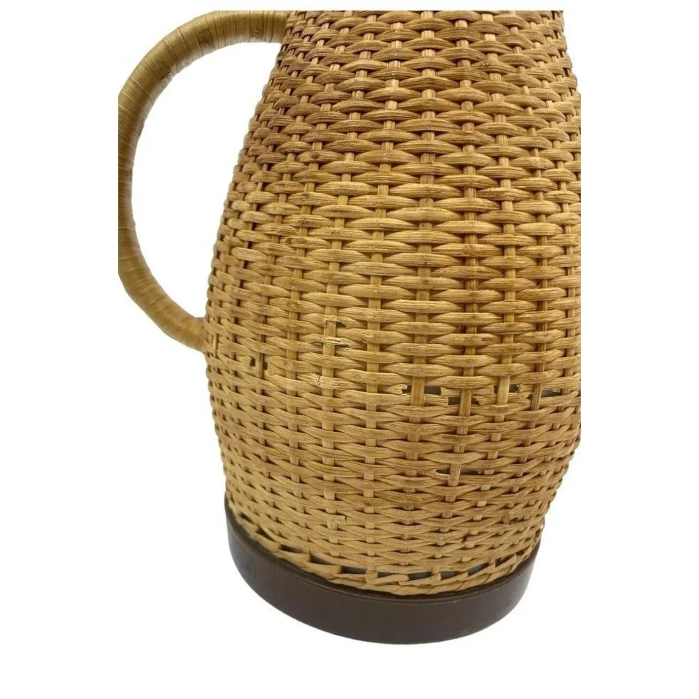 1960s Vintage Corning Ware Wicker Rattan Carafe / Coffee Dispenser